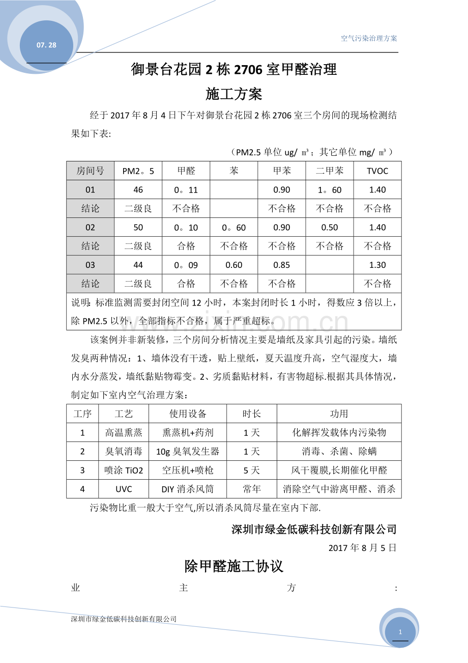 甲醛治理施工方案范本.doc_第1页