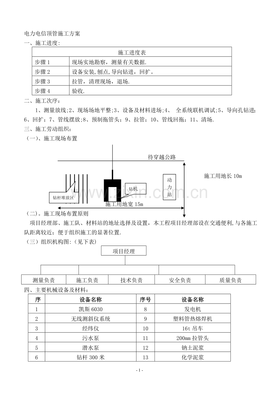 电力电信顶管施工方案.doc_第1页