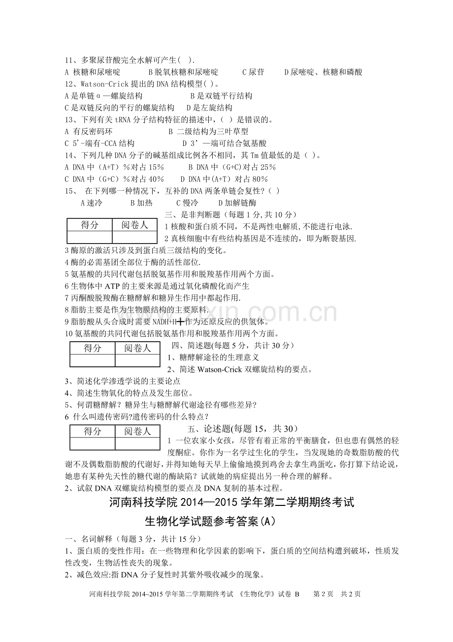 生物化学考试试卷及答案.doc_第2页