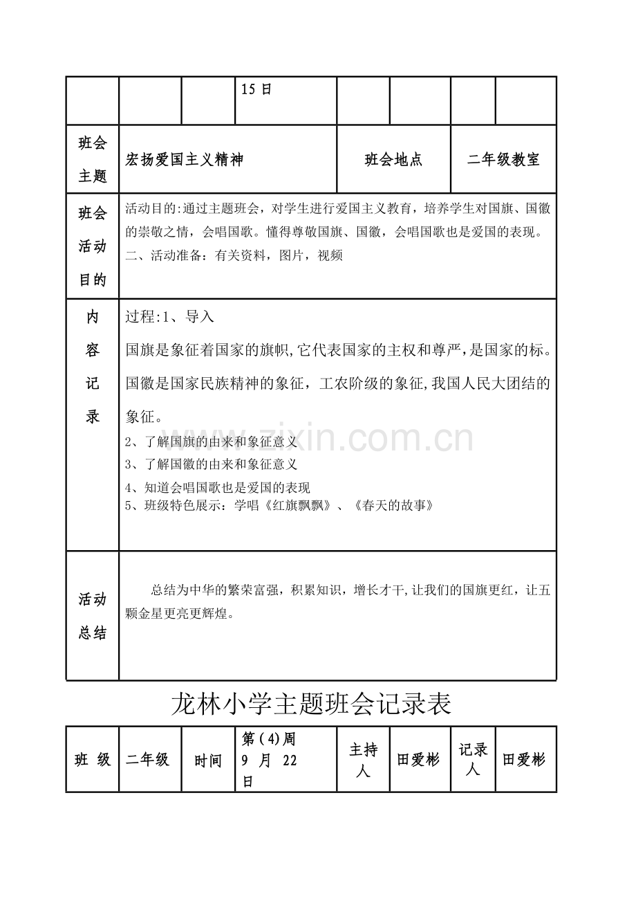 二年级主题班会记录表(DOC).doc_第3页