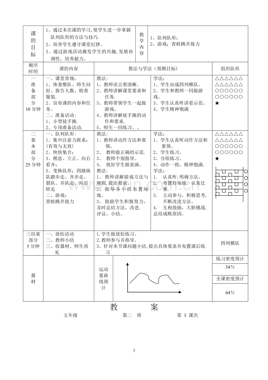 小学五年级体育与健康下册教案.doc_第3页