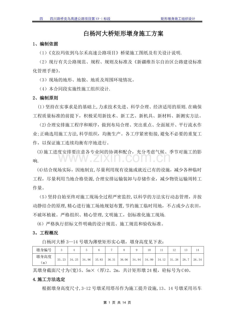 矩形墩施工方案(修改后上报).doc_第1页