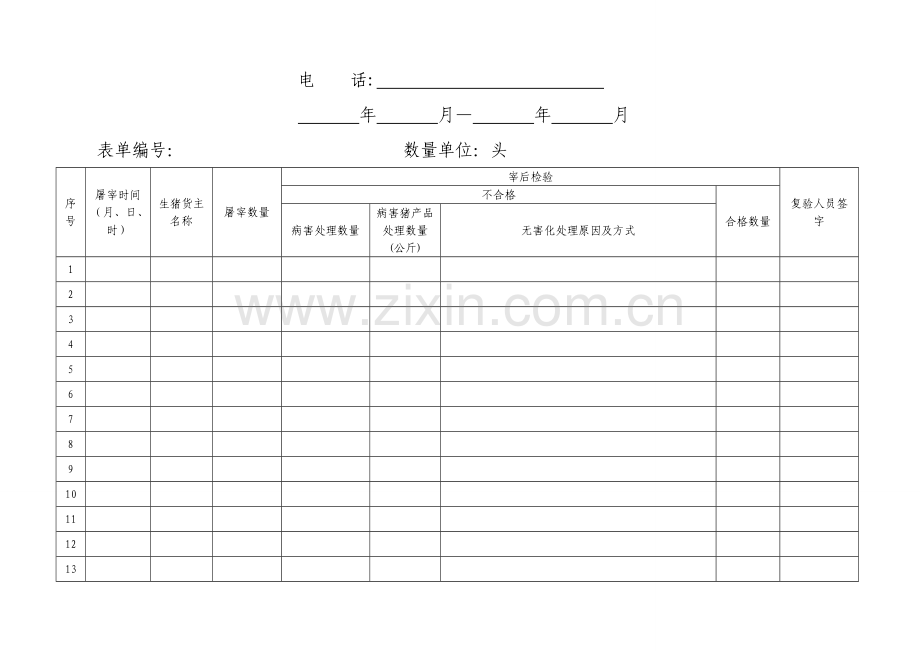 生猪定点屠宰场-生猪进厂验收和宰前检验记录表.doc_第3页