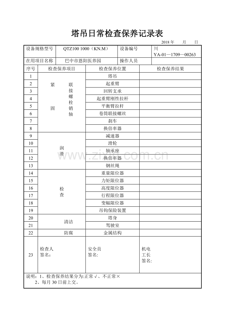 塔吊日常检查保养记录表.doc_第3页