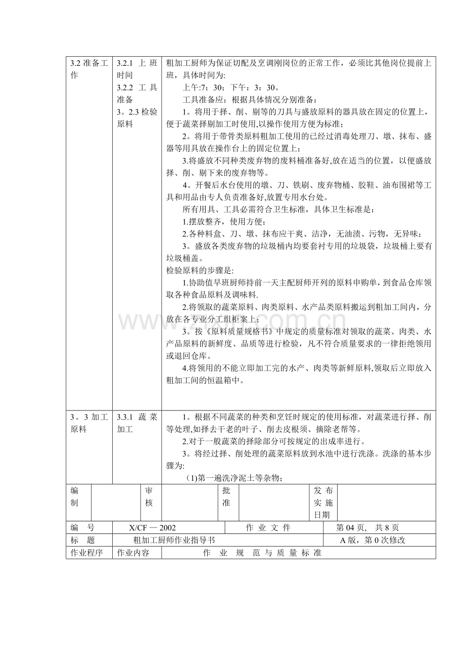 中餐厨房粗加工岗厨师作业指导书.doc_第3页