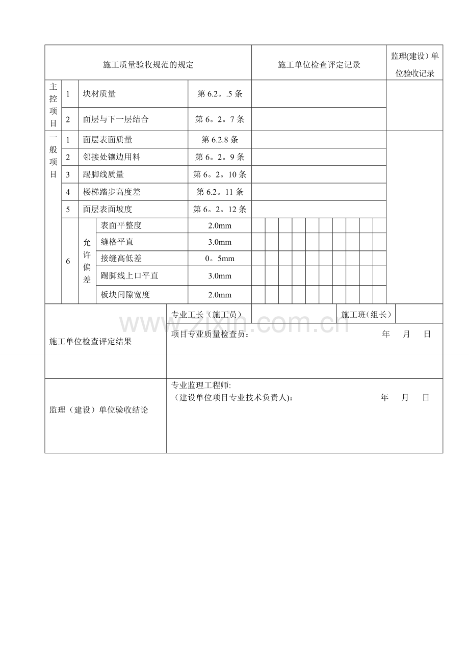 砖面层--分项工程质量验收记录表.doc_第3页