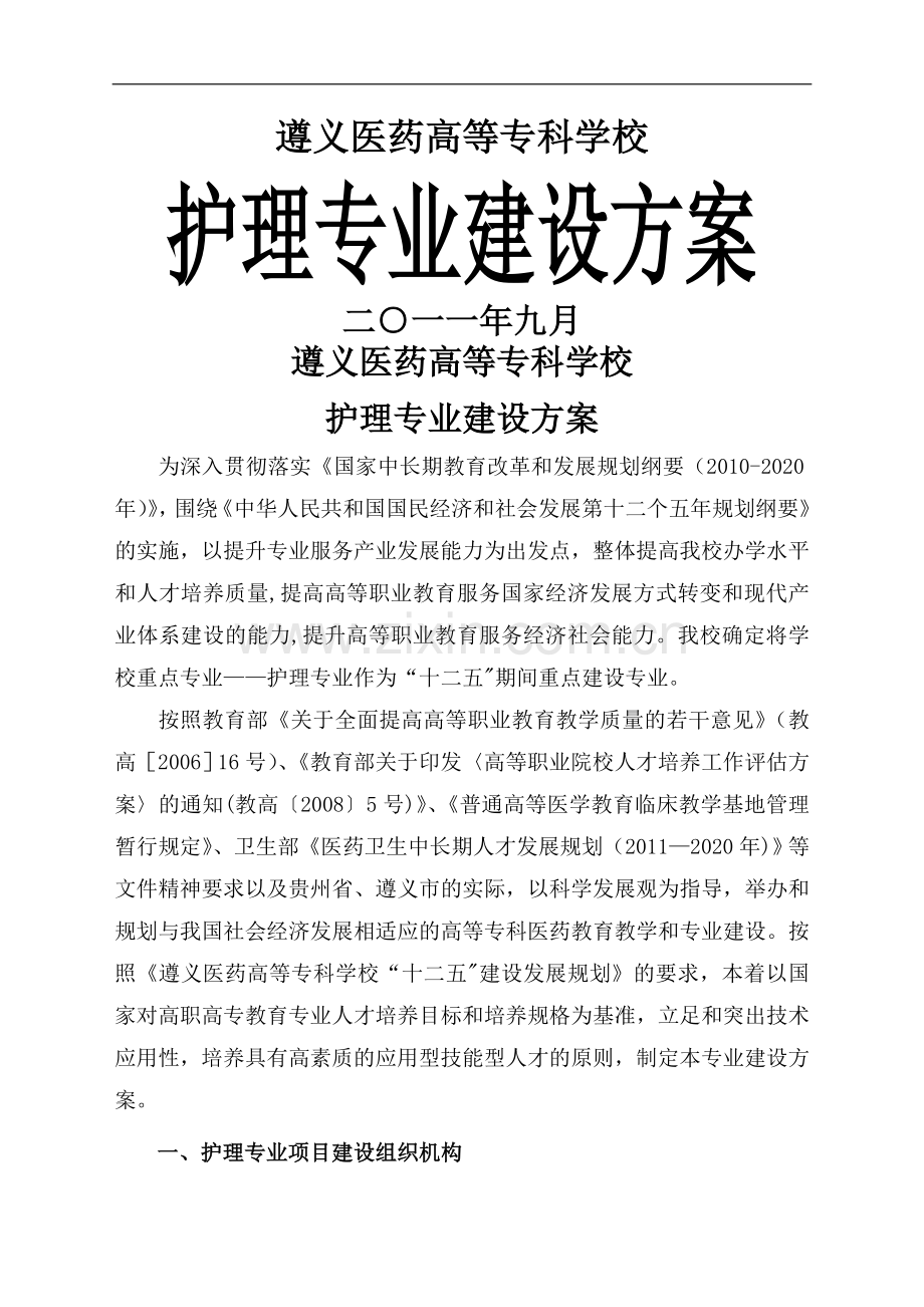 护理专业建设方案.doc_第1页