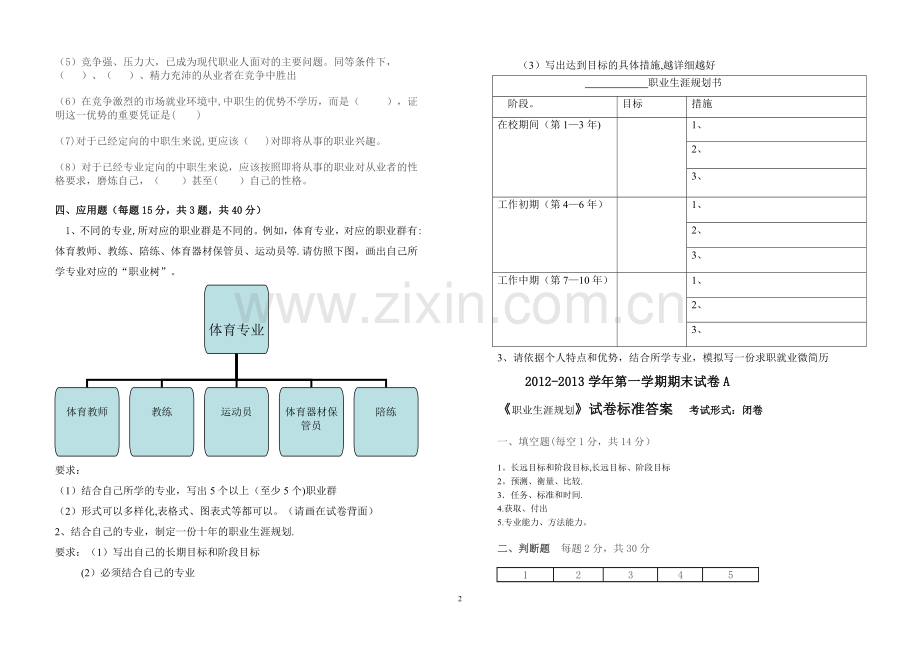 职业生涯规划期末试卷及答案——A.doc_第2页