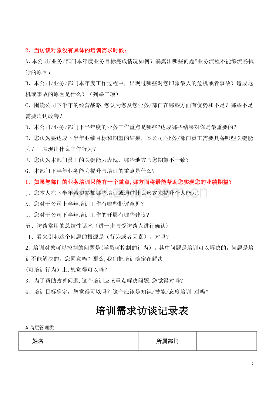 培训需求访谈提纲及记录表.doc_第2页