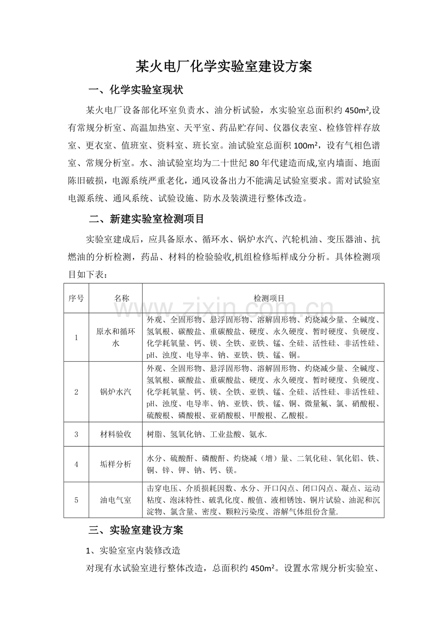 某火电厂化学实验室建设方案.doc_第1页