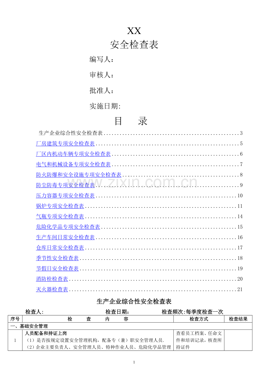 生产企业安全检查表.doc_第1页