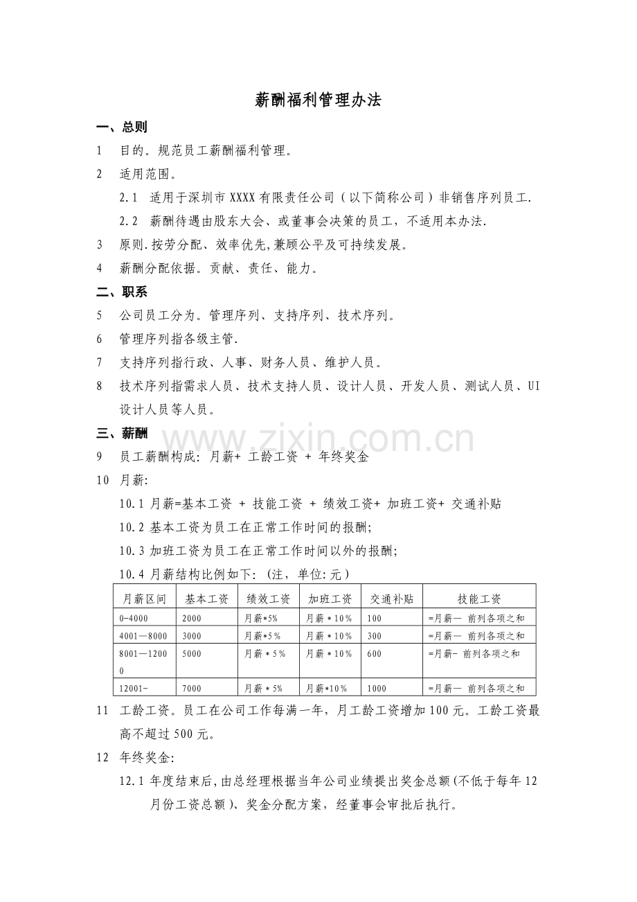 中小IT科技公司薪酬福利管理办法.doc_第1页