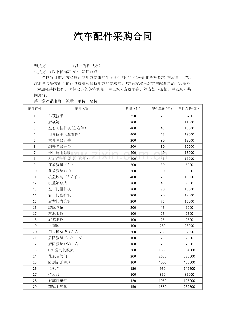 汽车配件购销合同三方.doc_第1页