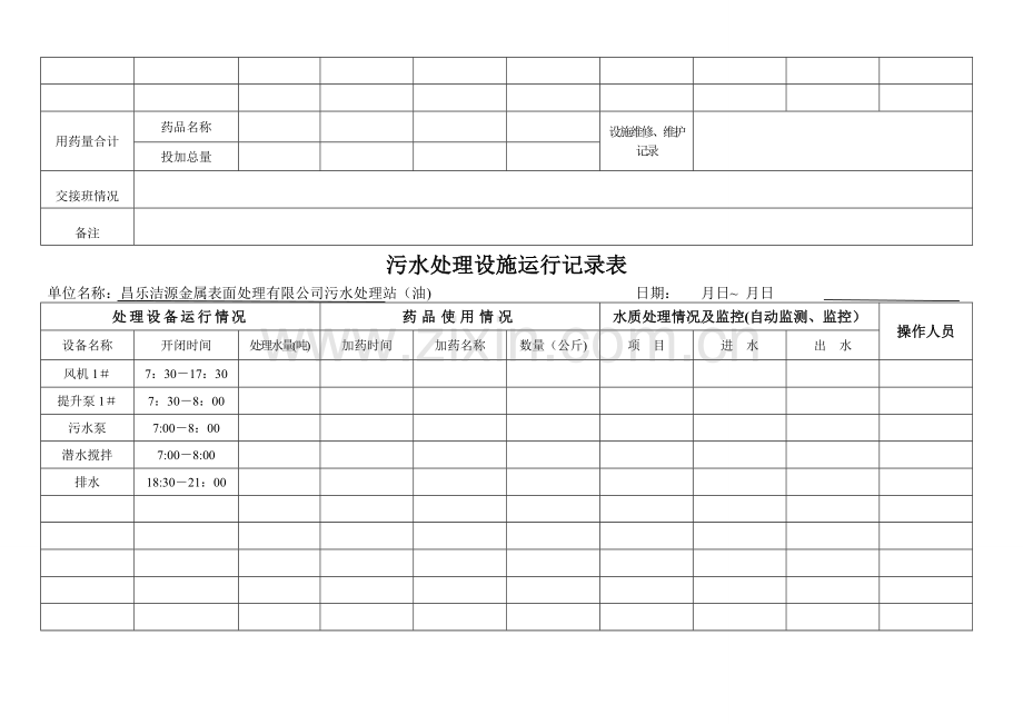 污水处理运行记录表2.doc_第2页