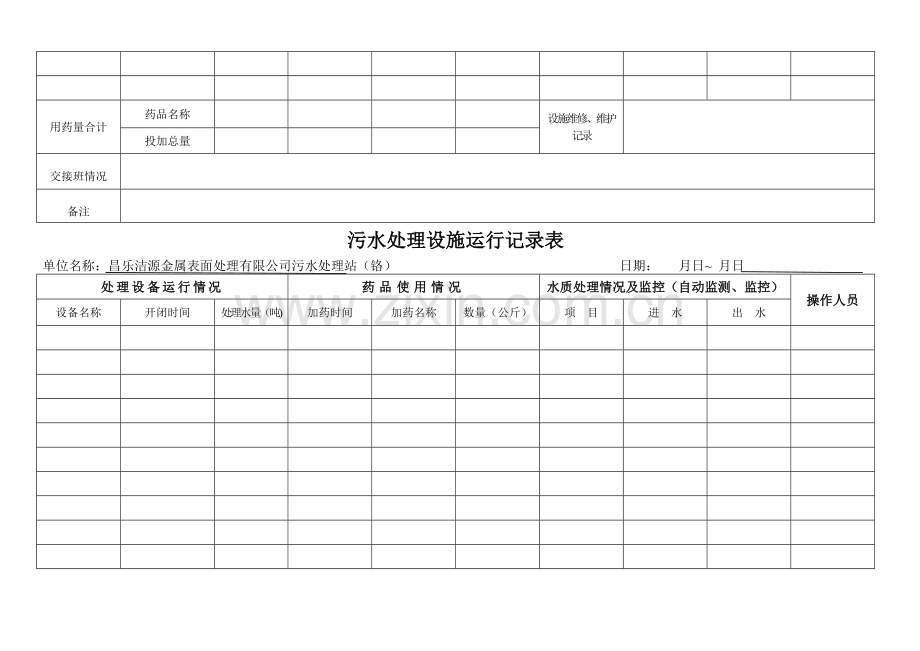 污水处理运行记录表2.doc_第3页