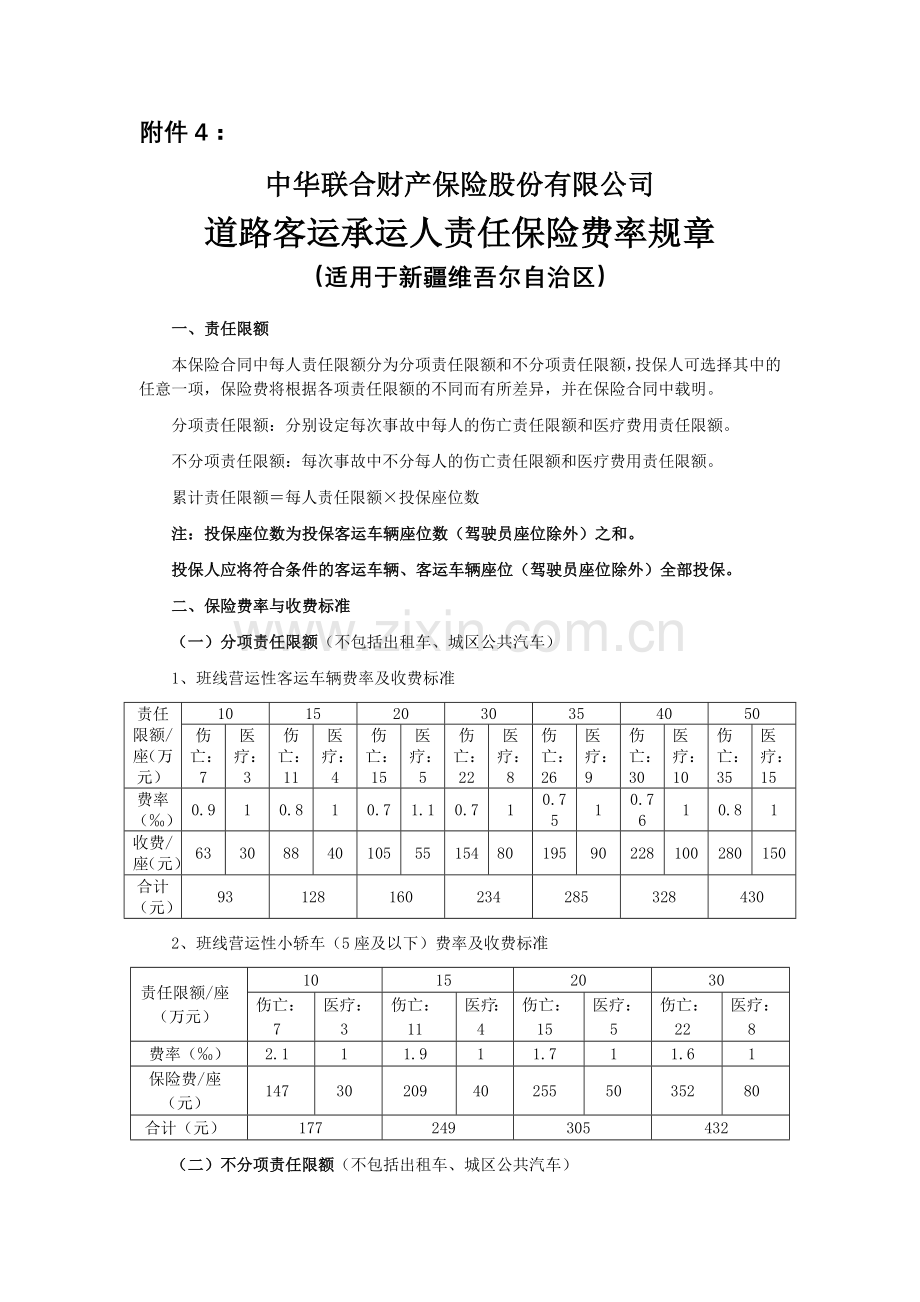 道路客运承运人责任保险费率规章.docx_第1页