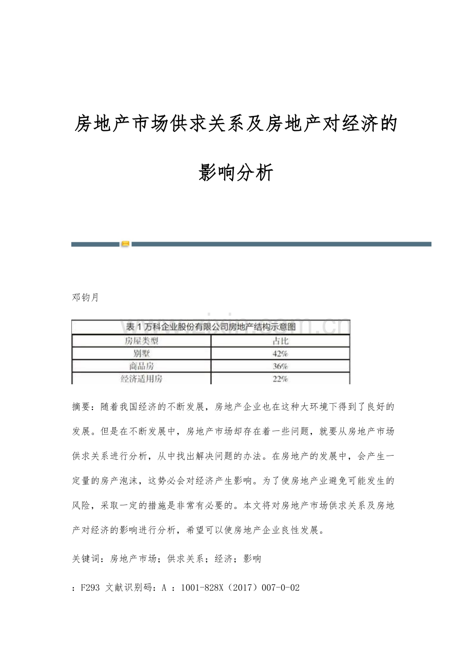 房地产市场供求关系及房地产对经济的影响分析.docx_第1页