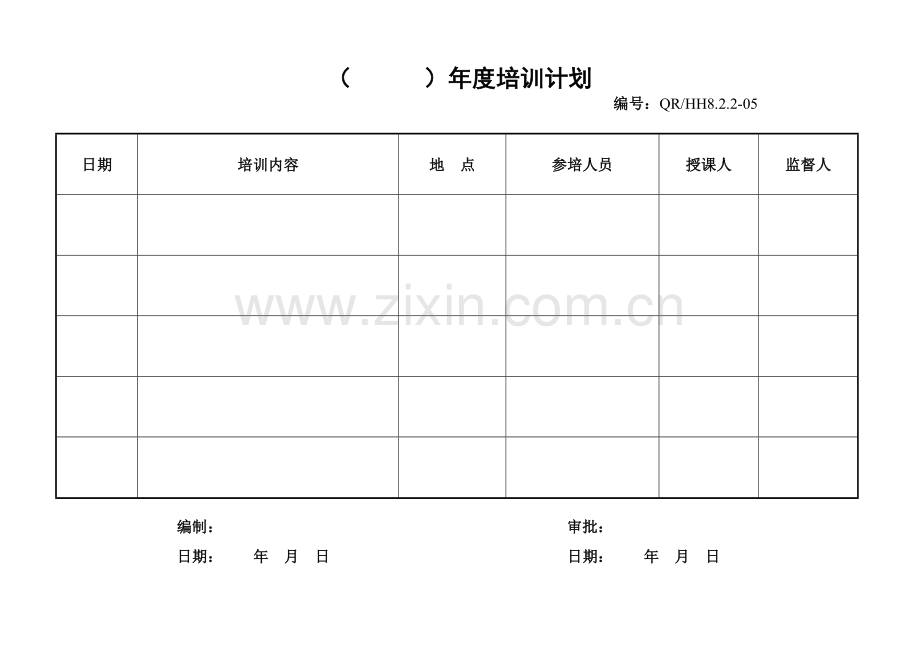 年度培训计划、签到、考核表.doc_第1页