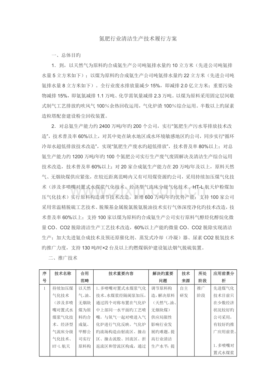 氮肥行业清洁生产技术推行方案.doc_第1页