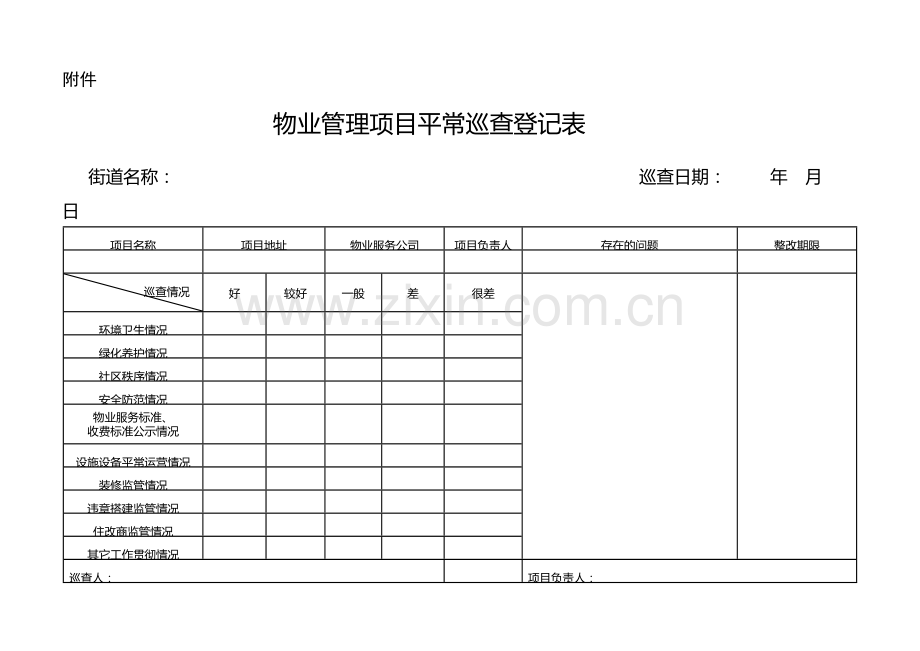 物业管理项目日常巡查记录表.doc_第1页