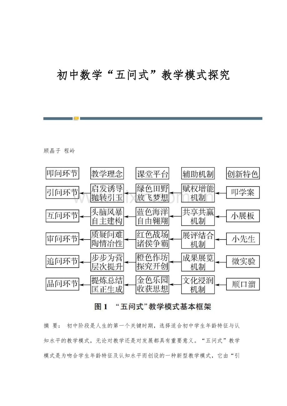 初中数学五问式教学模式探究.docx_第1页