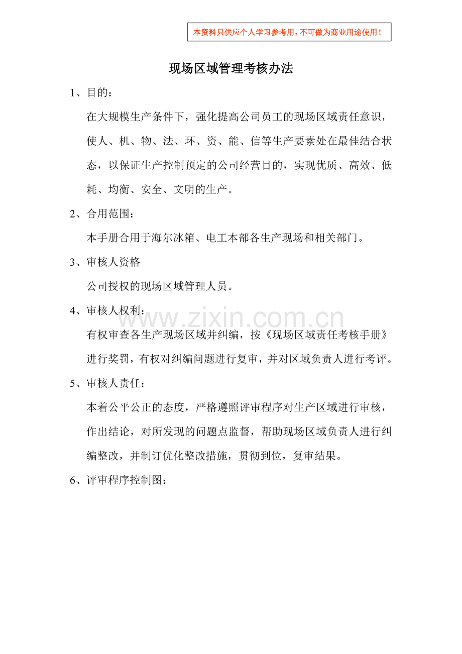 海尔冰箱现场区域管理考核手册样本.doc_第1页