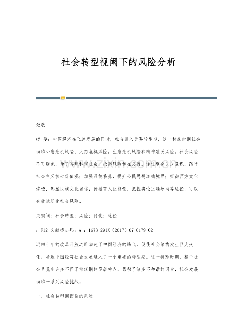 社会转型视阈下的风险分析.docx_第1页