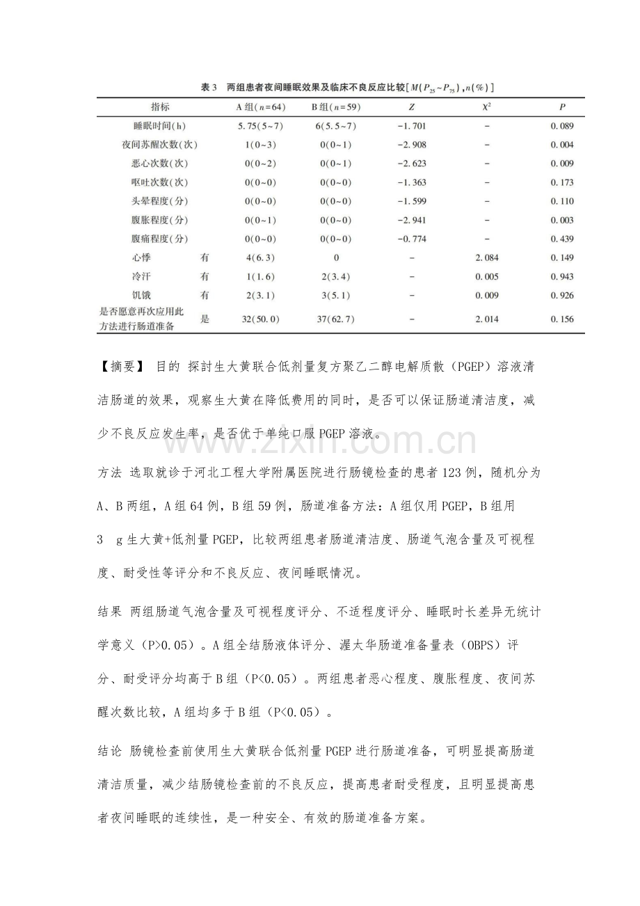 生大黄联合低剂量复方聚乙二醇电解质散清洁肠道的临床效果.docx_第2页