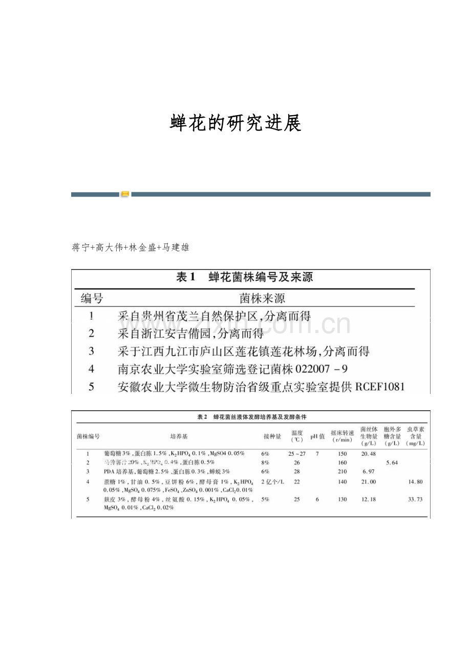 蝉花的研究进展.docx_第1页