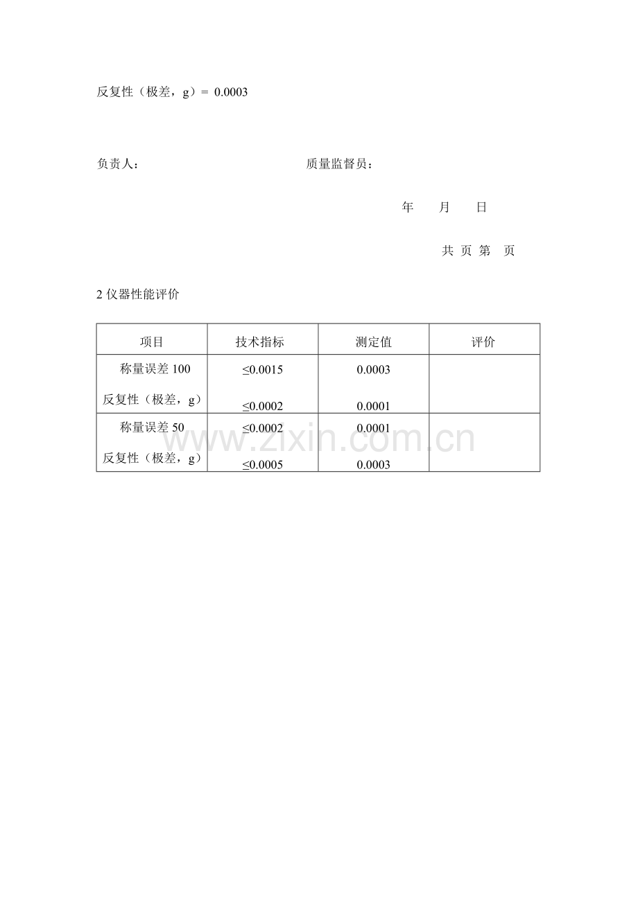 电子天平期间核查记录表.doc_第2页