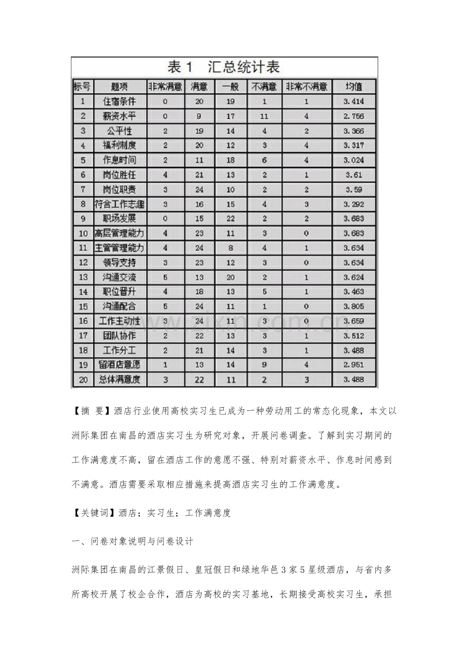 双因素视阈下酒店实习生工作满意度调查分析.docx_第2页