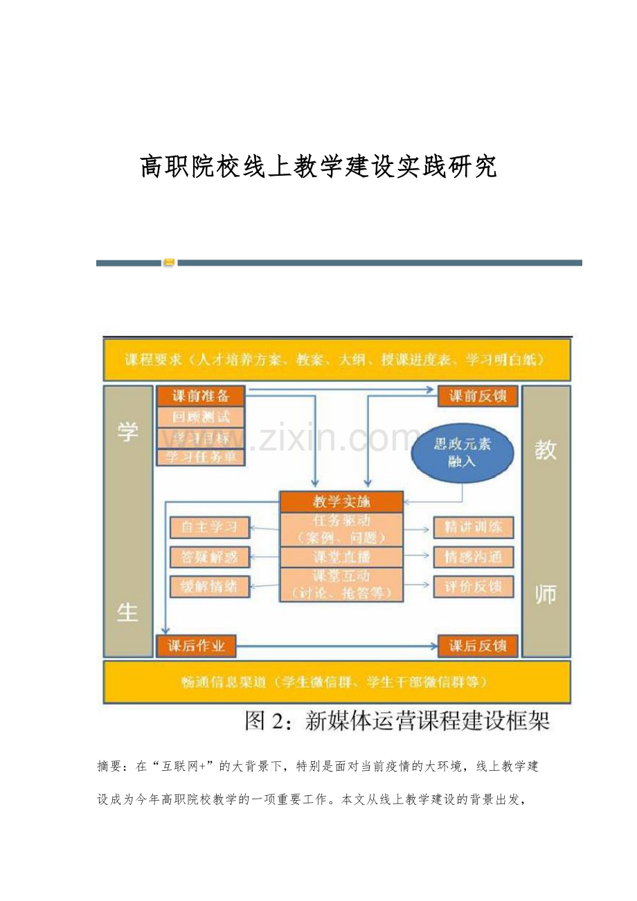 高职院校线上教学建设实践研究.docx_第1页