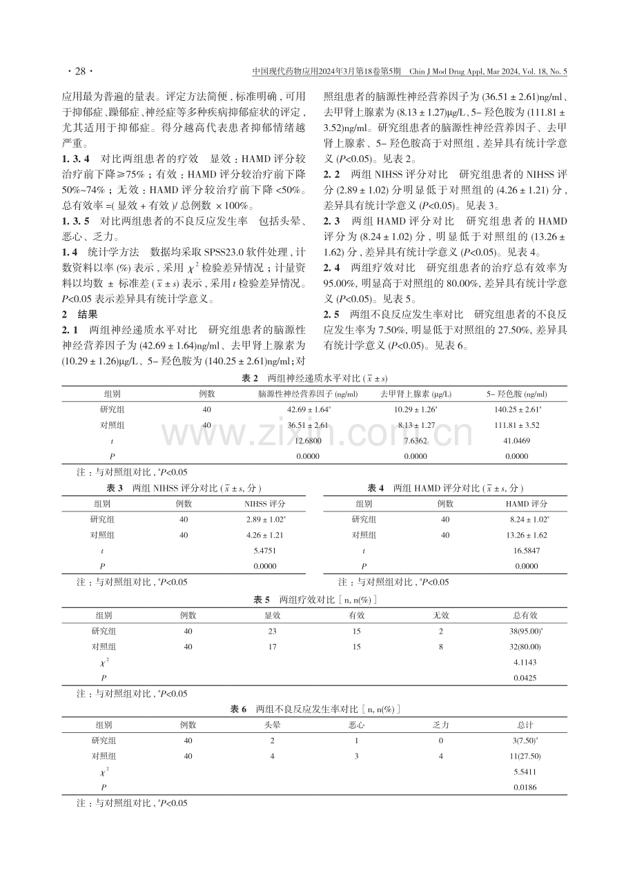 穴位艾灸联合氟西汀治疗肝郁脾虚型脑卒中后抑郁的疗效观察.pdf_第3页