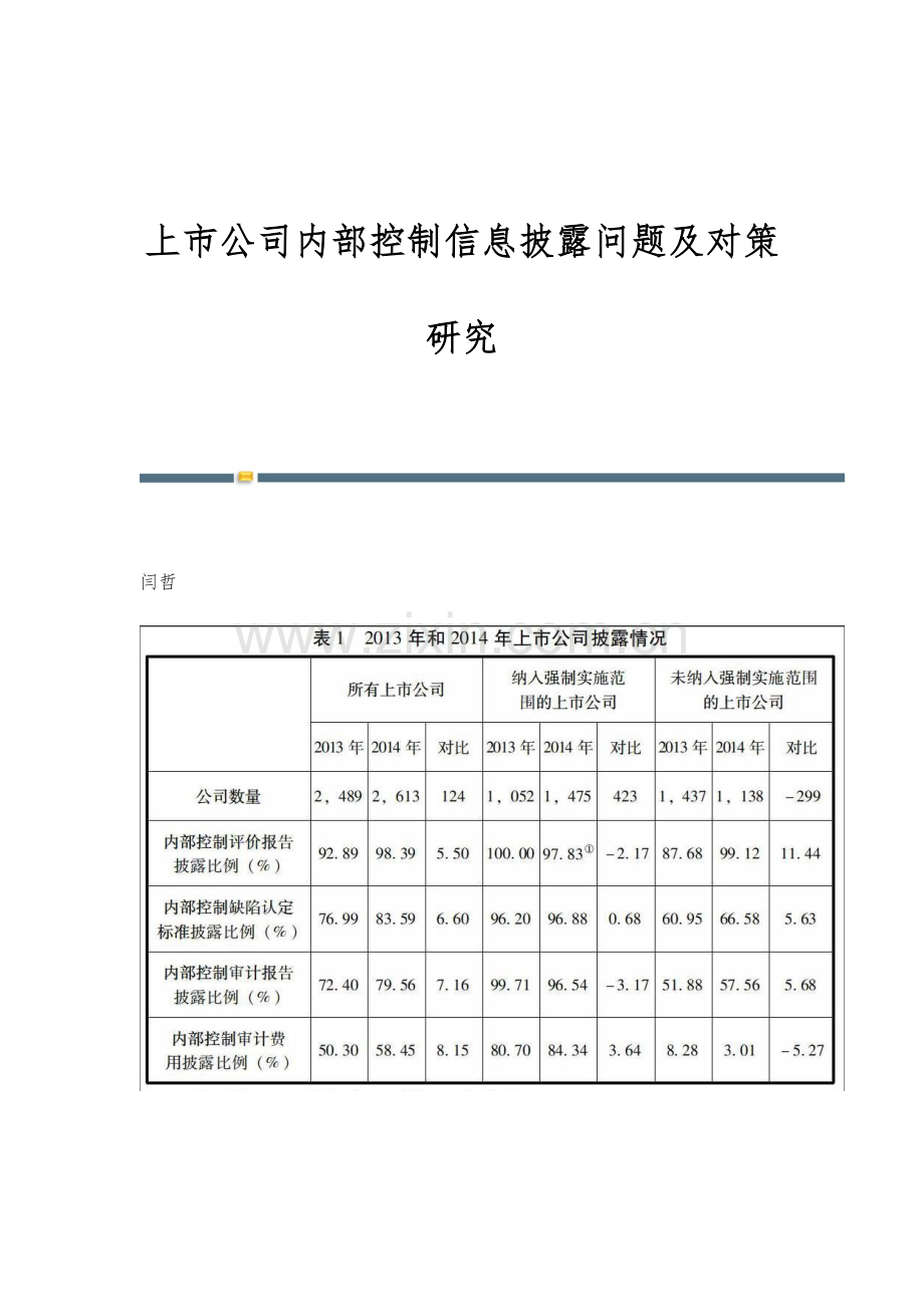 上市公司内部控制信息披露问题及对策研究.docx_第1页