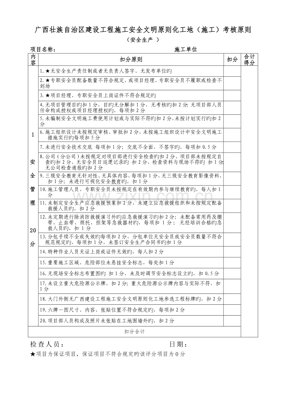 广西壮族自治区建设工程施工安全文明标准化工地考核标准...doc_第1页