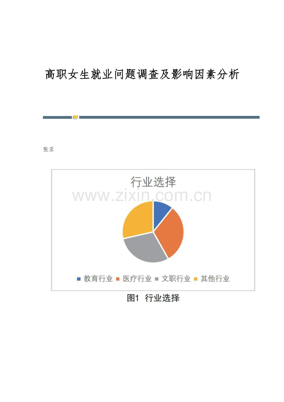 高职女生就业问题调查及影响因素分析.docx_第1页