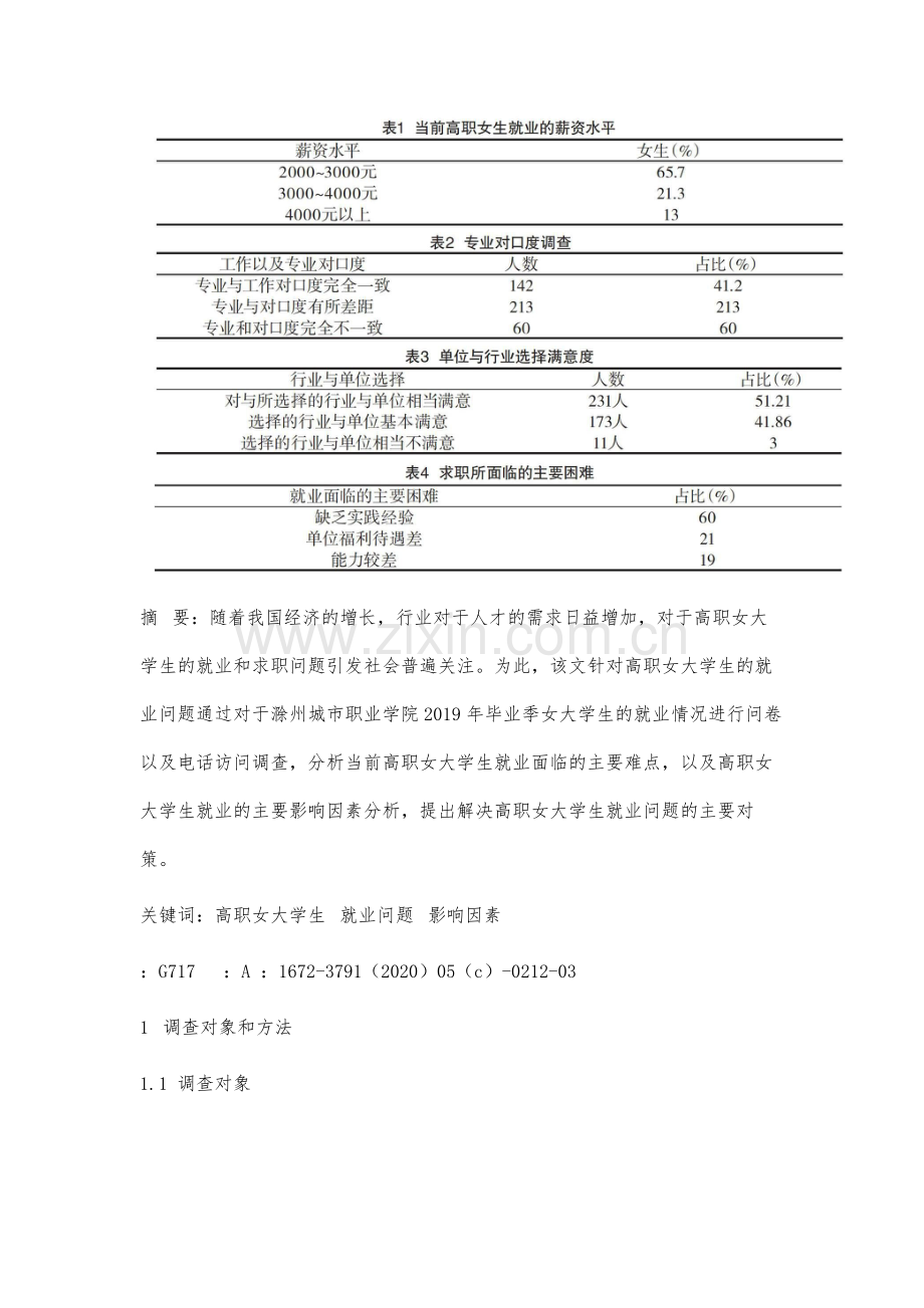 高职女生就业问题调查及影响因素分析.docx_第2页