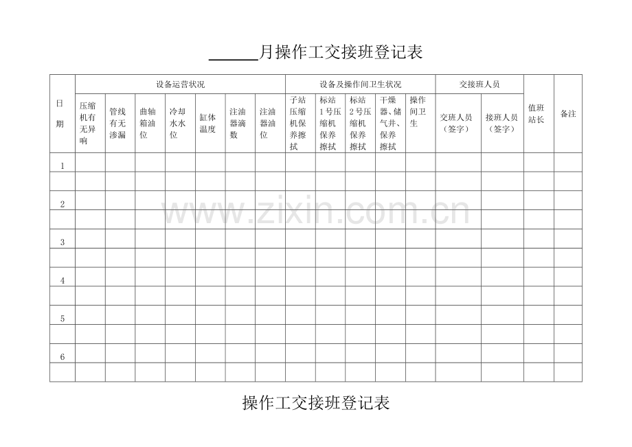 操作工交接班记录表.docx_第1页