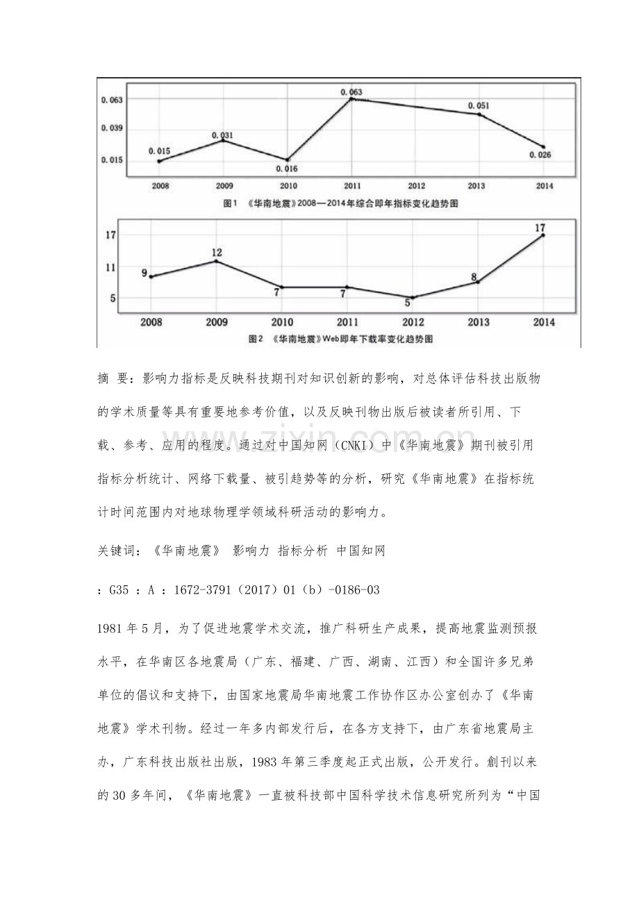 基于中国知网的《华南地震》期刊指标分析.docx_第2页