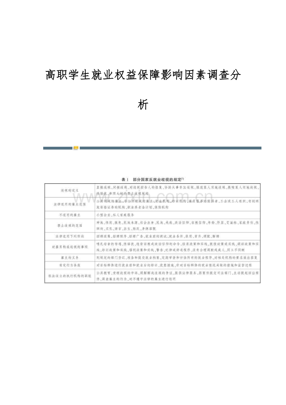 高职学生就业权益保障影响因素调查分析.docx_第1页