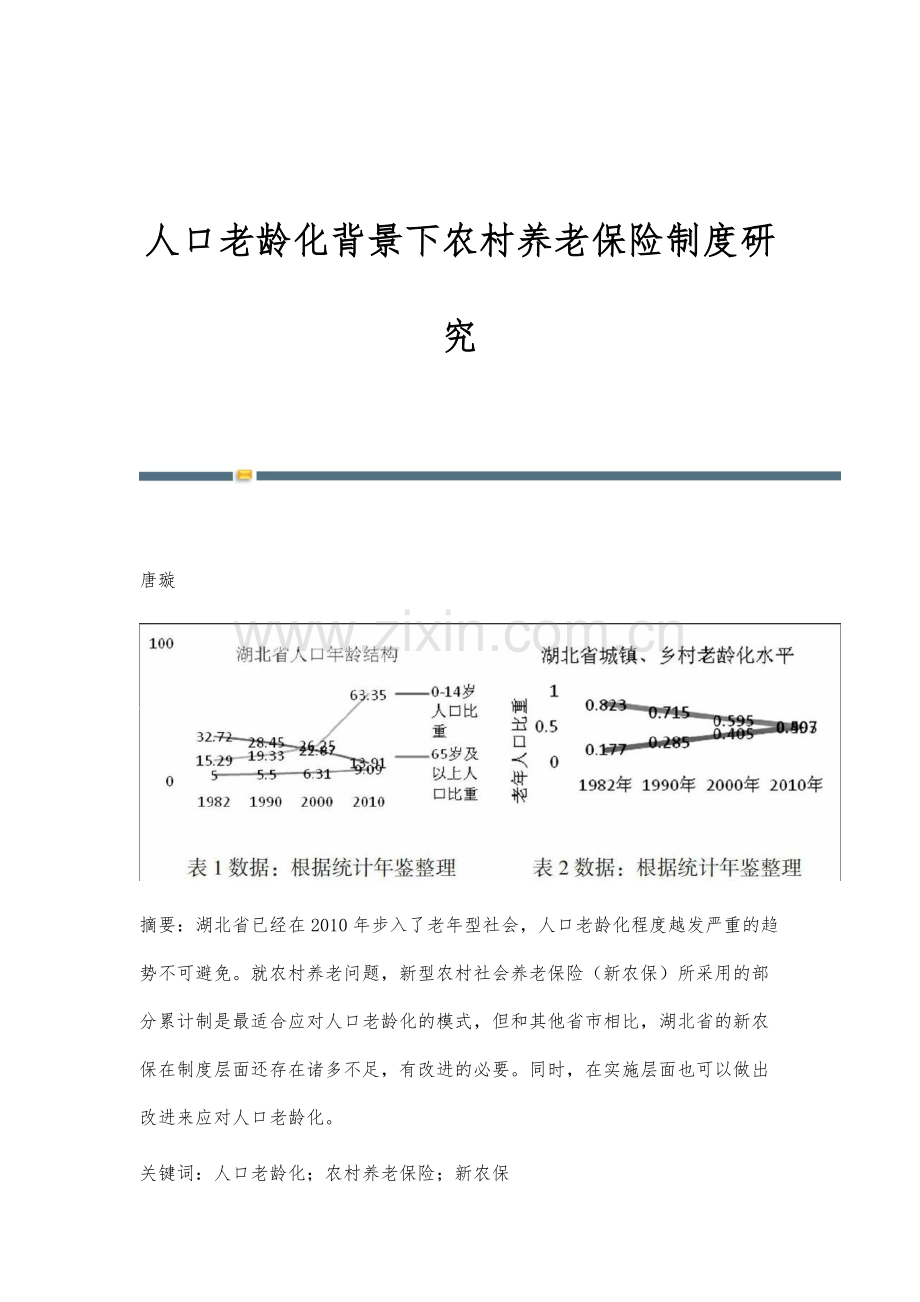 人口老龄化背景下农村养老保险制度研究.docx_第1页