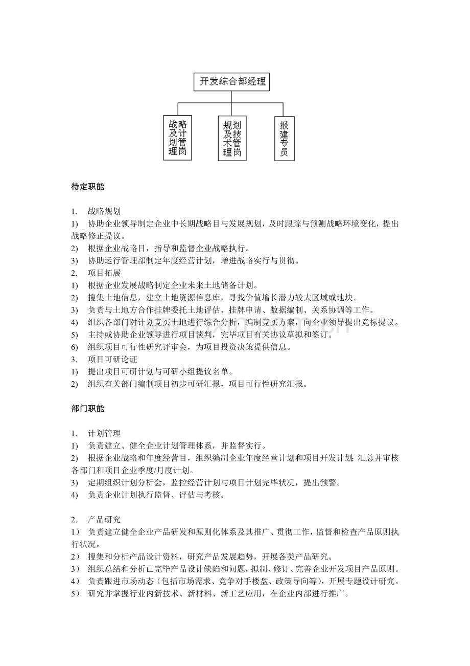 房地产开发有限公司部门职能及岗位设置.doc_第2页