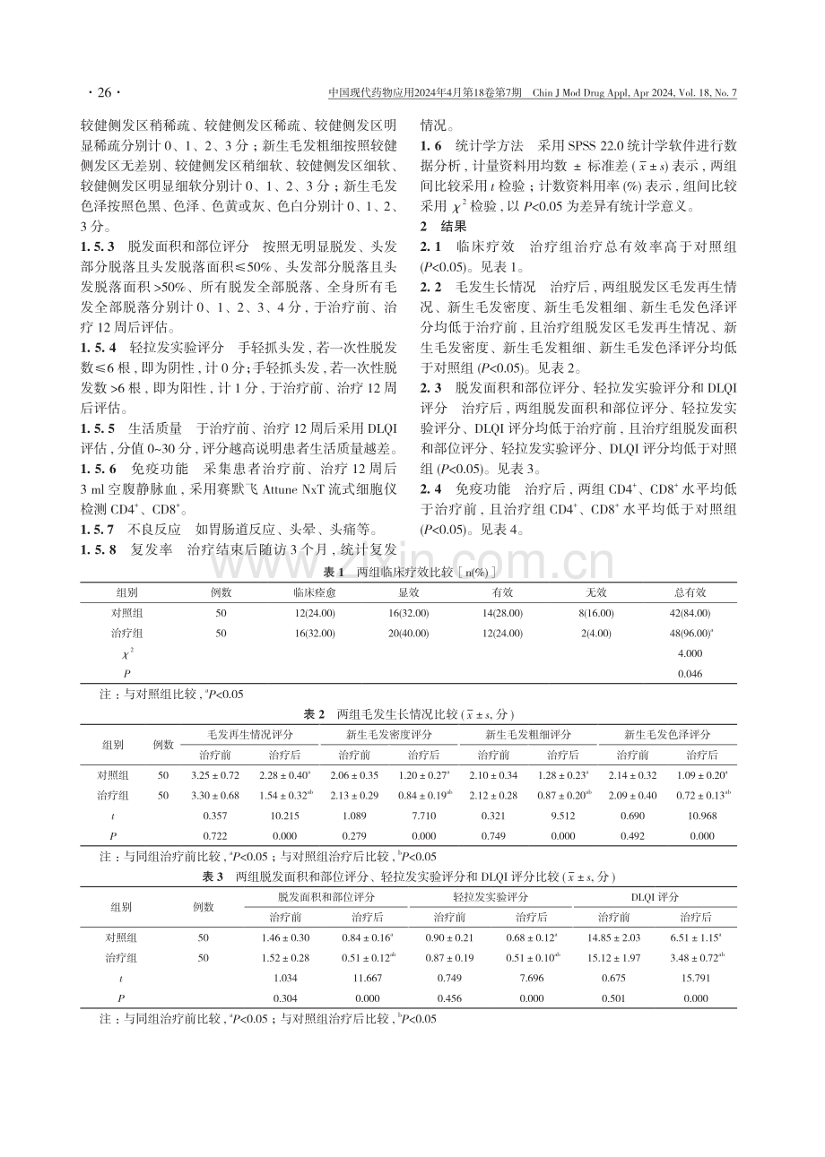 养血生发汤联合复方倍他米松注射液治疗斑秃患者的临床疗效观察.pdf_第3页