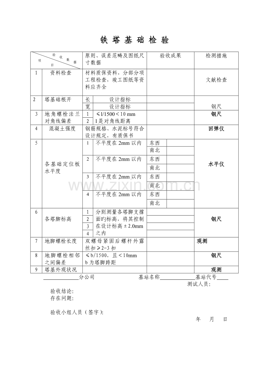 铁塔基础施工的质量检验.doc_第1页