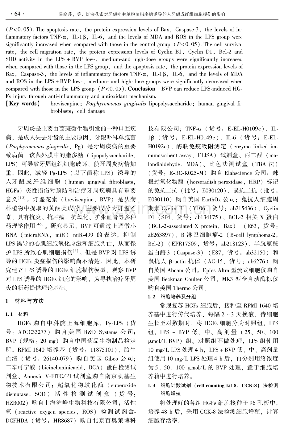 灯盏花素对牙龈卟啉单胞菌脂多糖诱导的人牙龈成纤维细胞损伤的影响.pdf_第2页