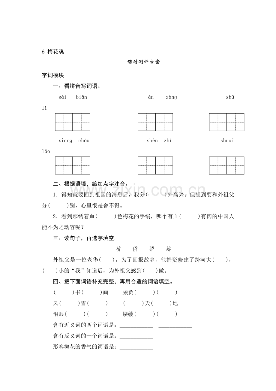 梅花魂课时练习.doc_第1页