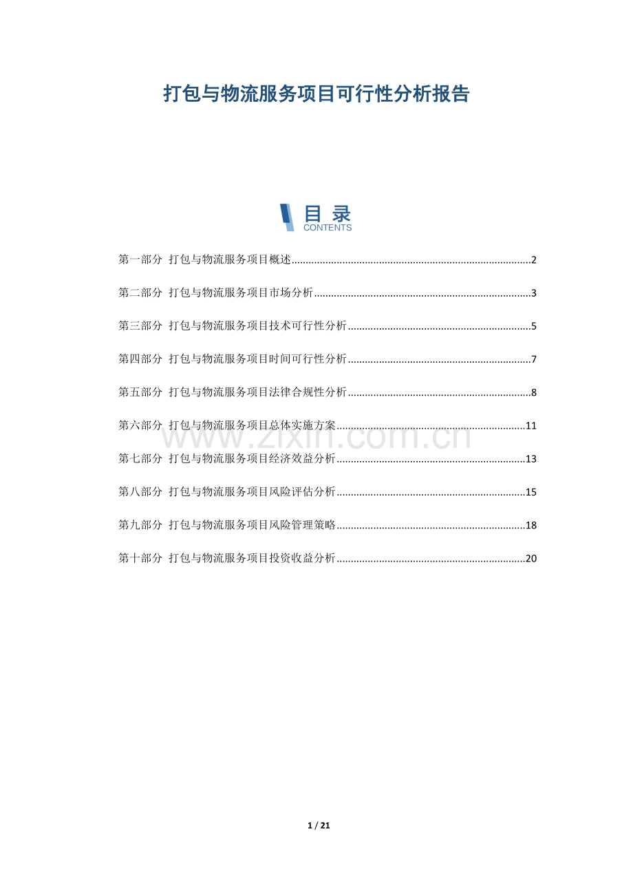 打包与物流服务项目可行性分析报告.docx_第1页