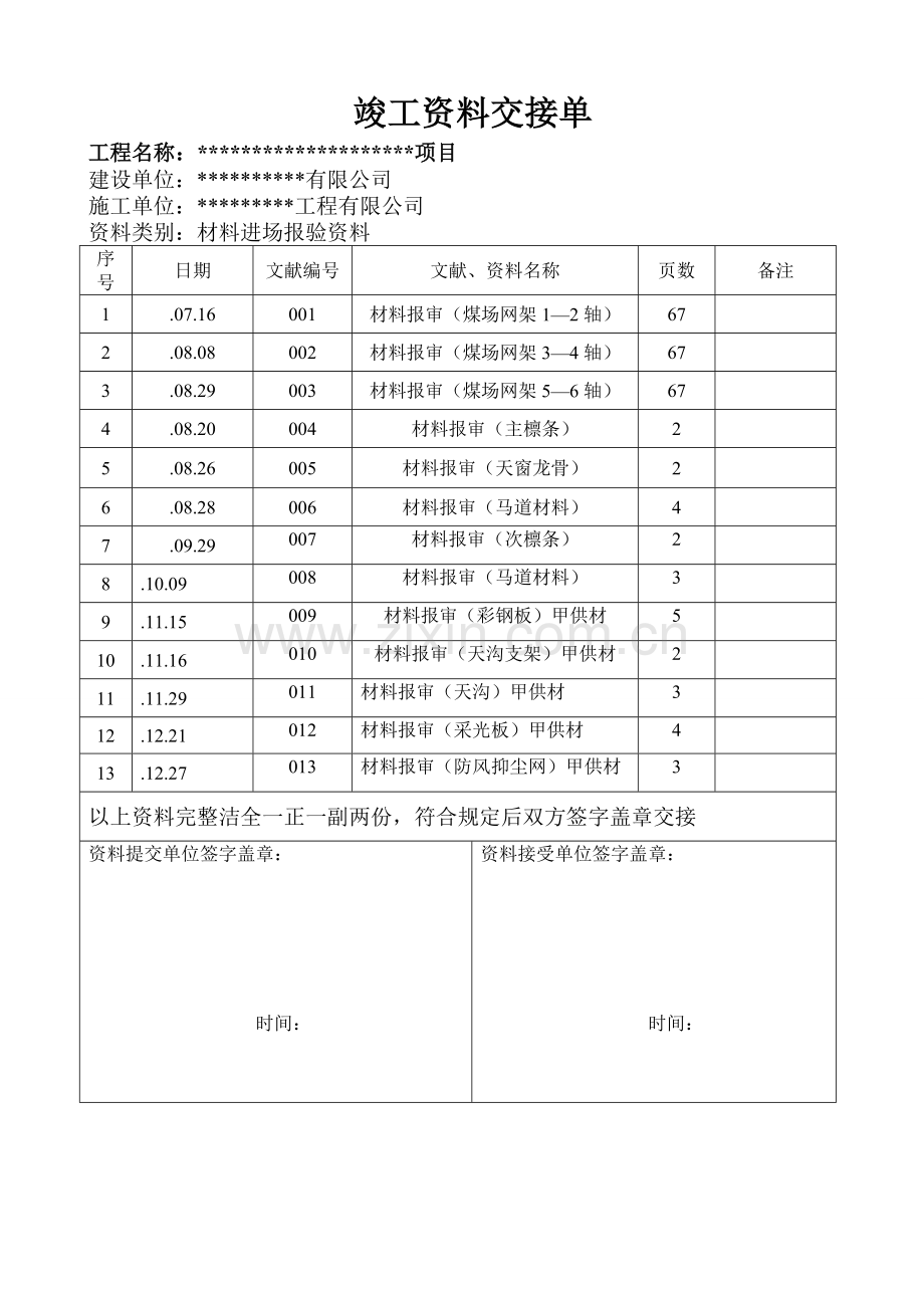 竣工验收资料交接清单钢结构及金属屋面.doc_第2页