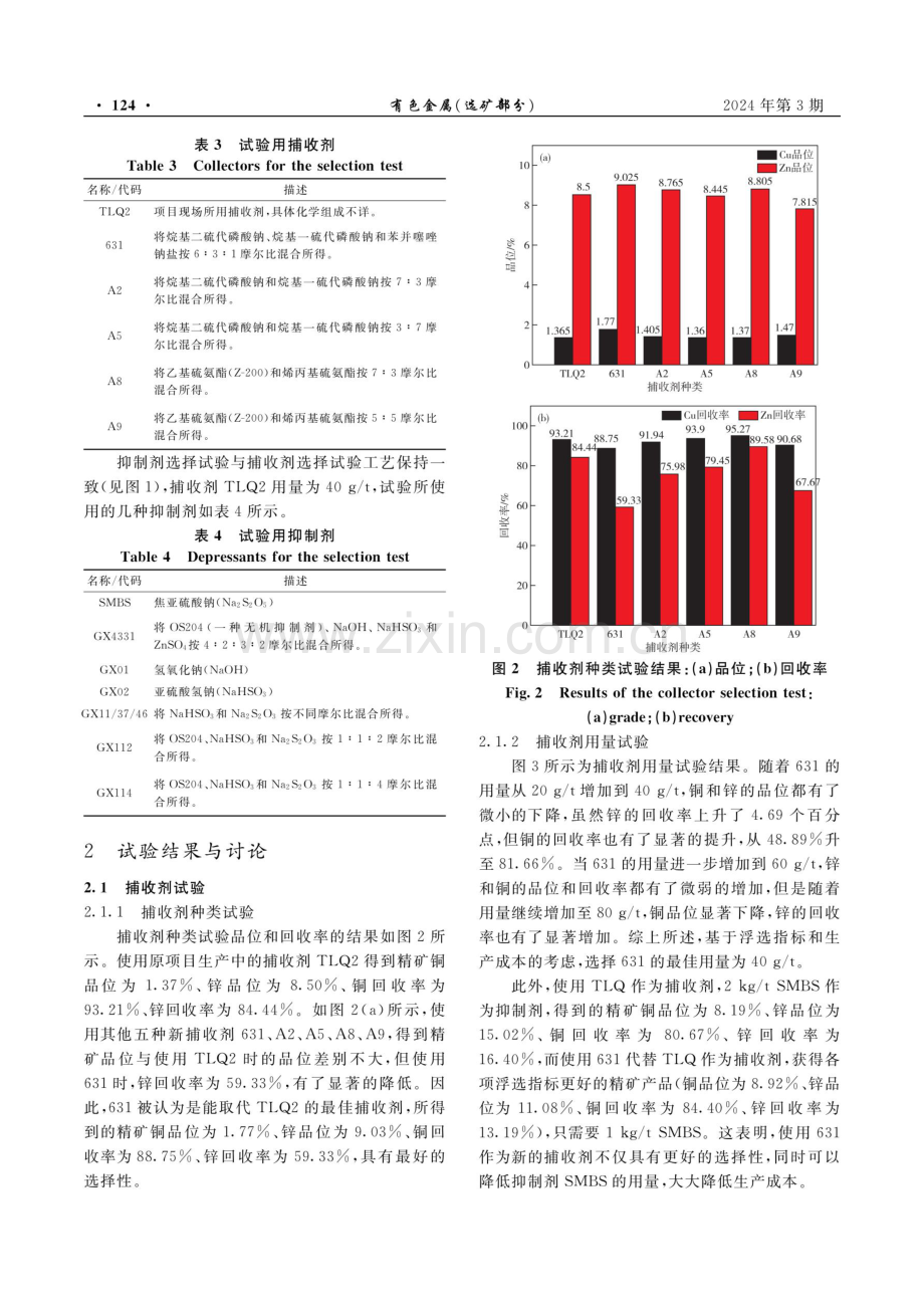 非洲某锌铜矿铜锌分离药剂优化试验.pdf_第3页