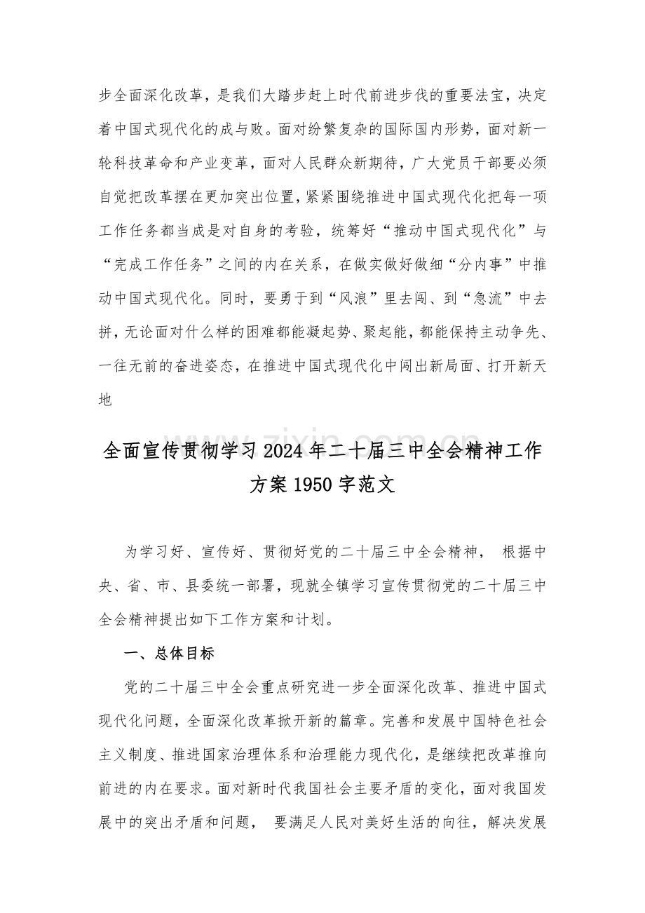 贯彻学习2024年20届三中全会精神心得与工作方案（两份文）.docx_第3页